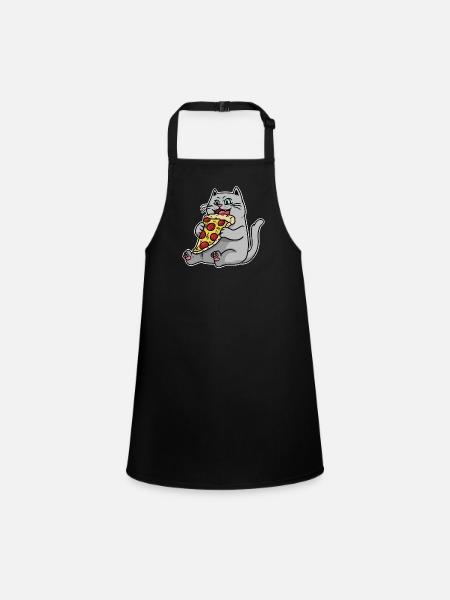 Cat Pizza Fantasy Animals Kids Hunger Snacking - Children's Apron - black - Front
