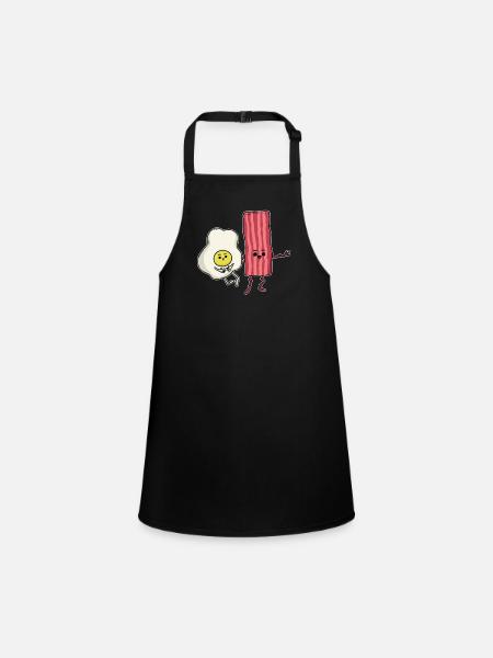 Cartoon cartoon ham egg breakfast idea - Children's Apron - black