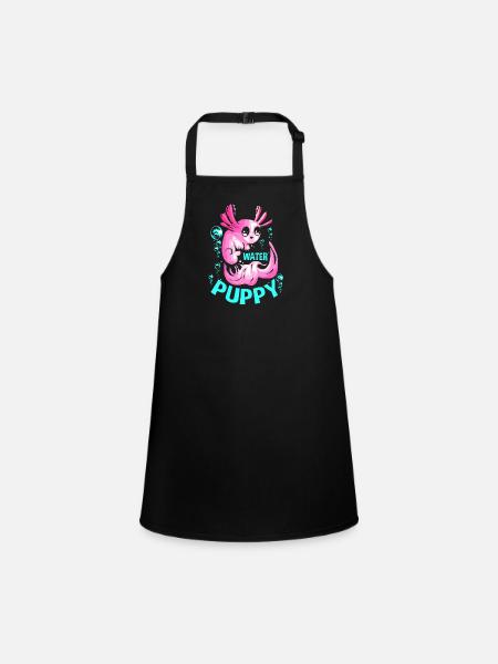 Axolotl Reptile Salamandre Aquarium Kawaii Lurch - Tablier Enfant - noir - Devant