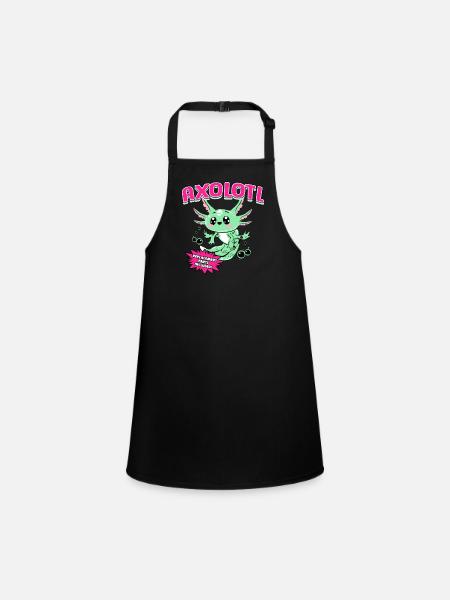 Axolotl Reptile Salamandre Aquarium Kawaii Lurch - Tablier Enfant - noir - Devant