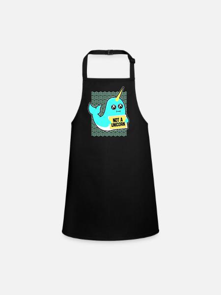 Narwhal Gift Unicorn Kawaii Whales Diving - Children's Apron - black - Front