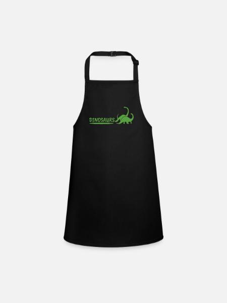 Dinosaurs in green - Children's Apron - black - Front