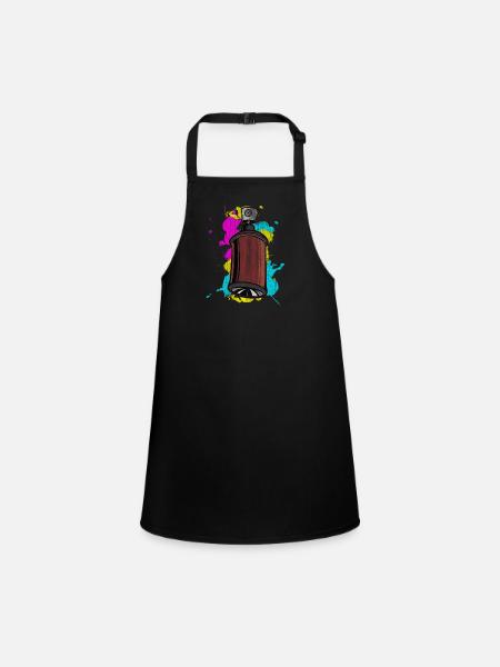 Graffiti spray can with spray paints - Children's Apron - black - Front