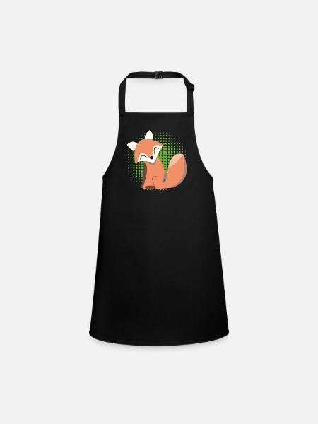 Smiling fox in halftone - Children's Apron - black - Front