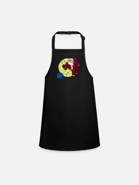Bowling Santa Claus Bowler Christmas - Children's Apron - black - Front