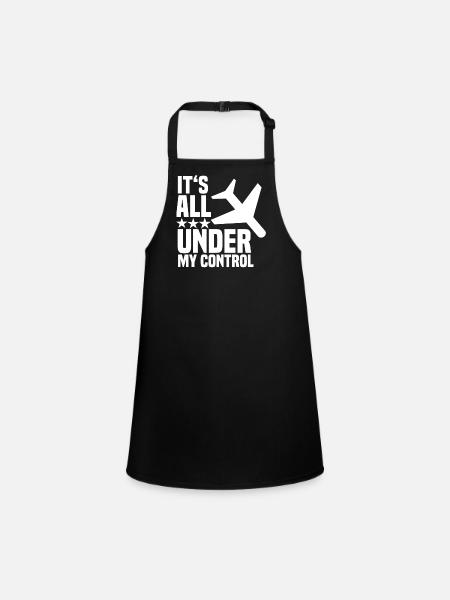 Pilot airplane cockpit flight attendant stewardess - Children's Apron - black - Front