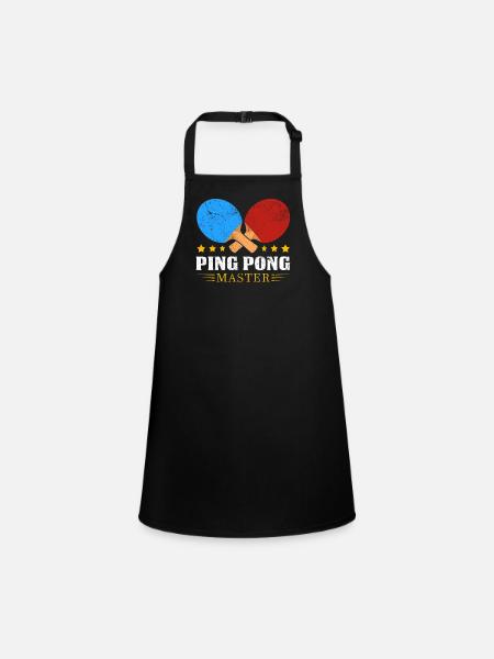 PingPong Meister Logo - Schürze für Kinder - Schwarz - Vorne