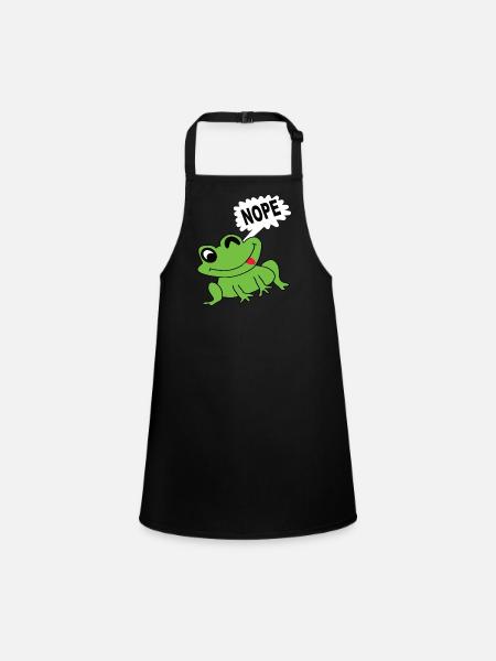 Frosch Froschkönig Frösche Quark Tier Froschkopf - Schürze für Kinder - Schwarz - Vorne