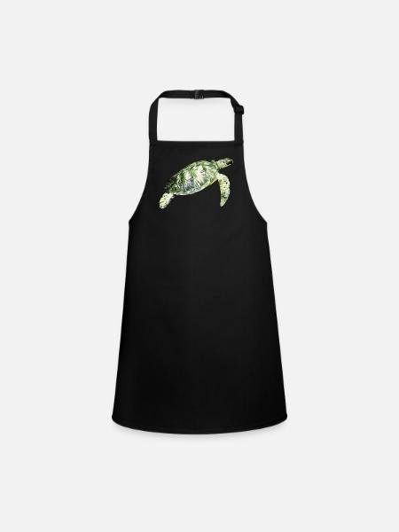 Tortue aquatique - Tablier Enfant - noir - Devant