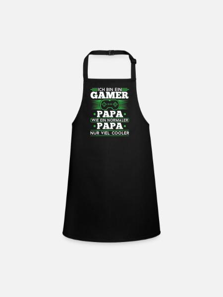 Gamer Papa Geschenk - Schürze für Kinder - Schwarz - Vorne