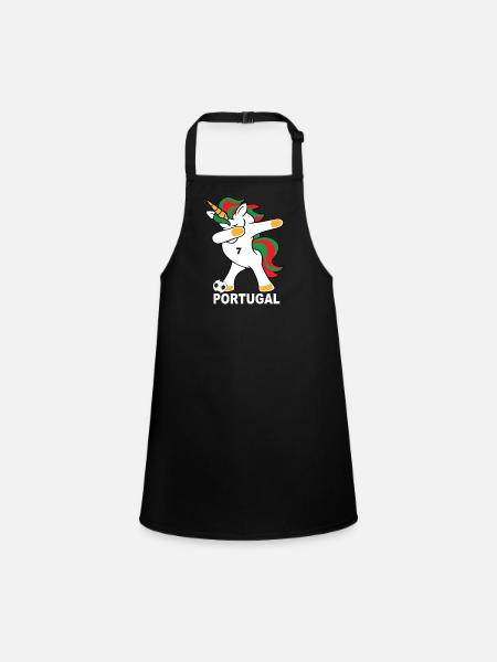 Fußball dab Einhorn Portugal Portugisch - Schürze für Kinder - Schwarz - Vorne