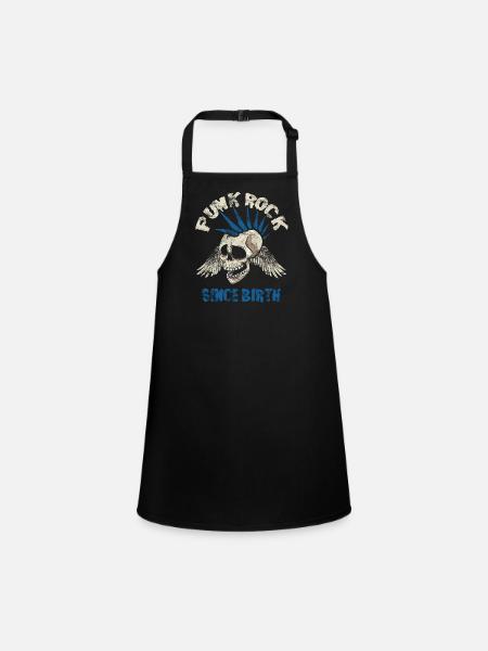 Punk music retro punk rock skull gift - Children's Apron - black - Front