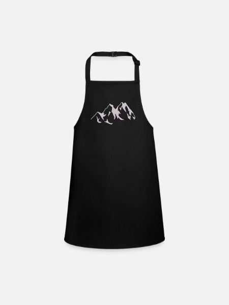 Mountain Mountains Mountains Nature Mountaineer Climbing - Children's Apron - black - Front