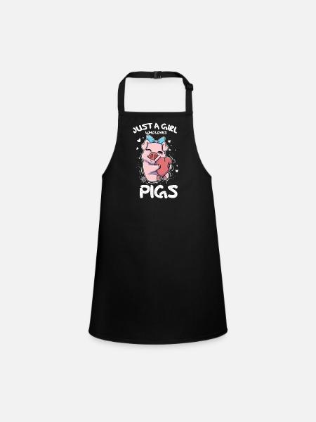Schweinchen Schwein - Schürze für Kinder - Schwarz - Vorne