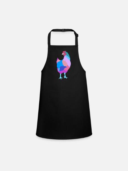 Chicken hen - Children's Apron - black - Front