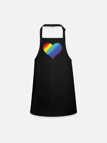 Regenbogenherz - Schürze für Kinder - Schwarz - Vorne