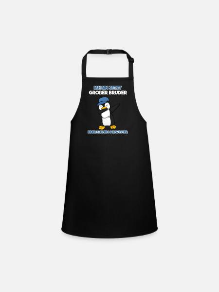 Großer Bruder Kleine Schwester Dabbing Pinguin Dab - Schürze für Kinder - Schwarz - Vorne