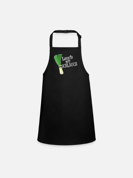 Lauch Mit Schlauch Fitness Lustiges Geschenk Dünn - Schürze für Kinder - Schwarz - Vorne