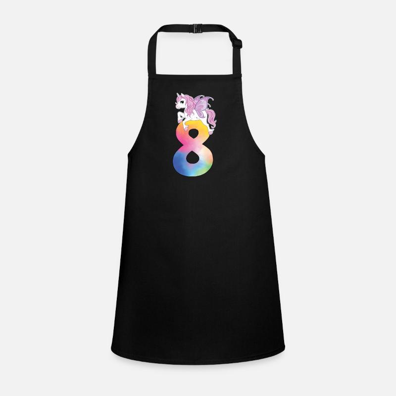 Unicorn with rainbow number 8th birthday Children's Apron