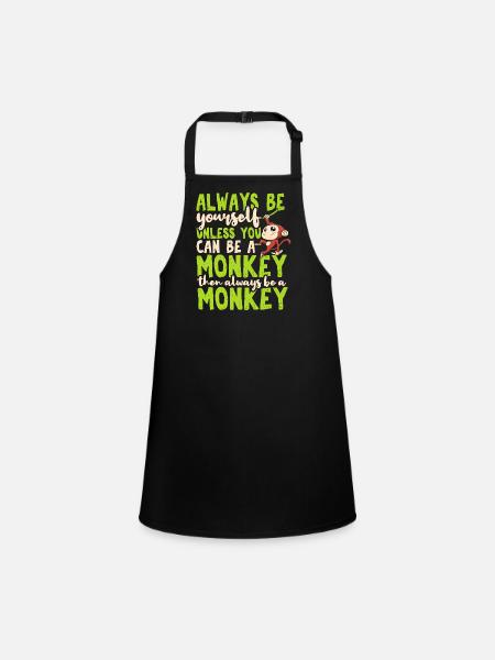 Monkey - Children's Apron - black - Front