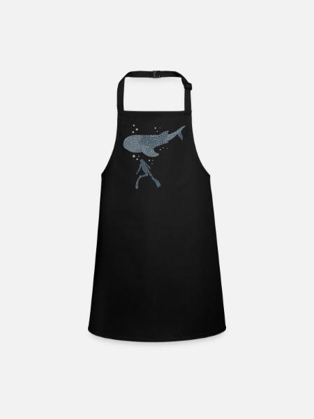 Whale Shark Freediver - Children's Apron - black - Front