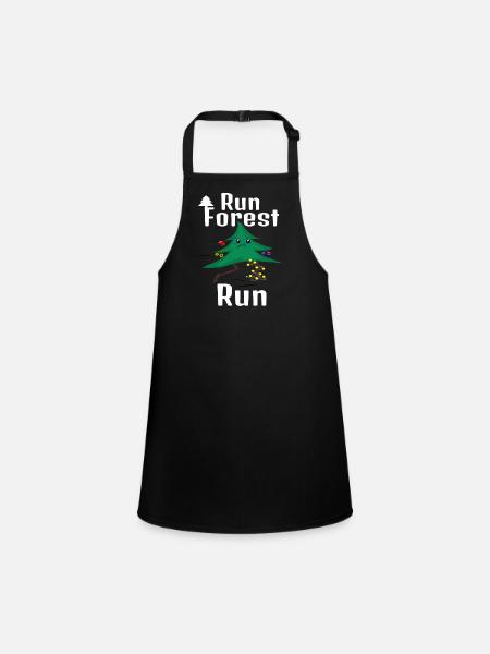Lauf Forest Lauf! Weihnachtsbaum - Schürze für Kinder - Schwarz - Vorne