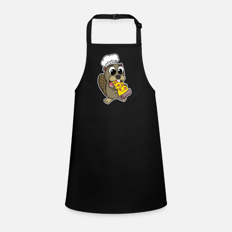Beaver eats pizza chef gourmet Children's Apron