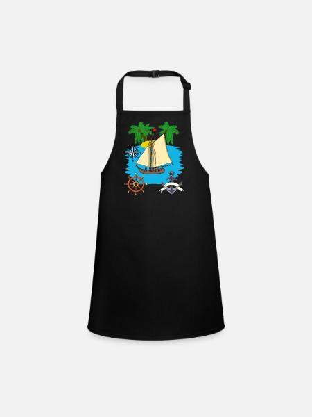 Sailboat Seaing Caribbean South Sea Sailor Sailing - Children's Apron - black - Front