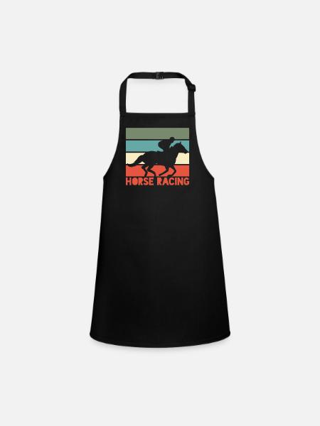Horse Racing Racing Rider Jockey Retro - Children's Apron - black - Front