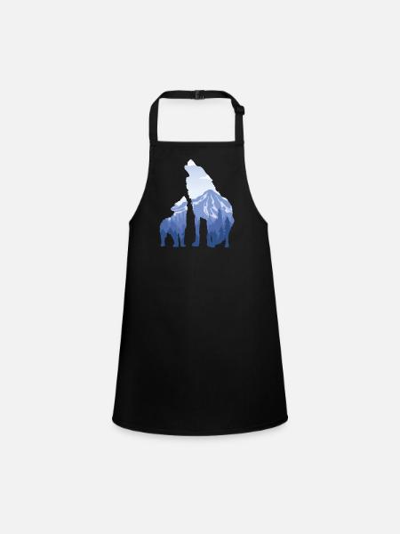 Wolf And Pup - Cadeau pour les amateurs de loups de montagne - Tablier Enfant - noir - Devant