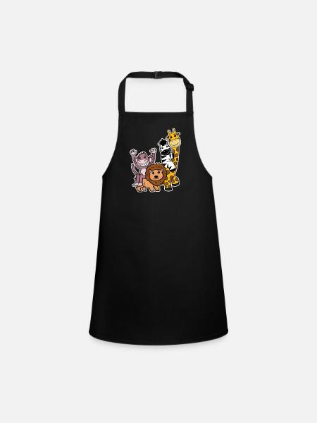 Cute animals - Children's Apron - black - Front