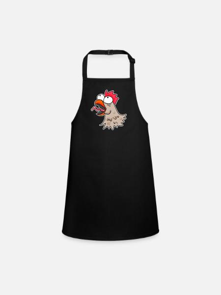 Poulet tête poulet - Tablier Enfant - noir - Devant