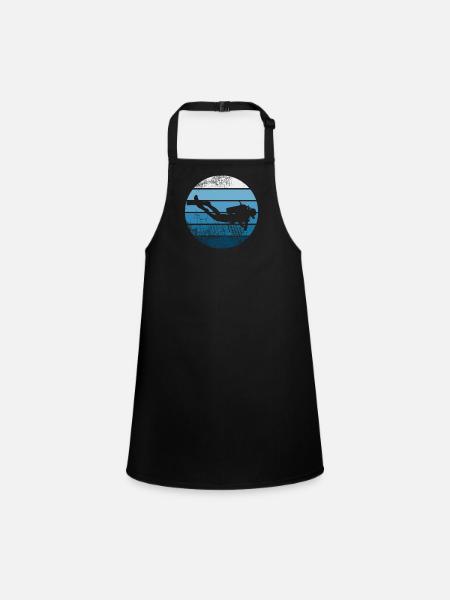Retro Scuba Diving Diver Gift Scuba Diving - Children's Apron - black - Front