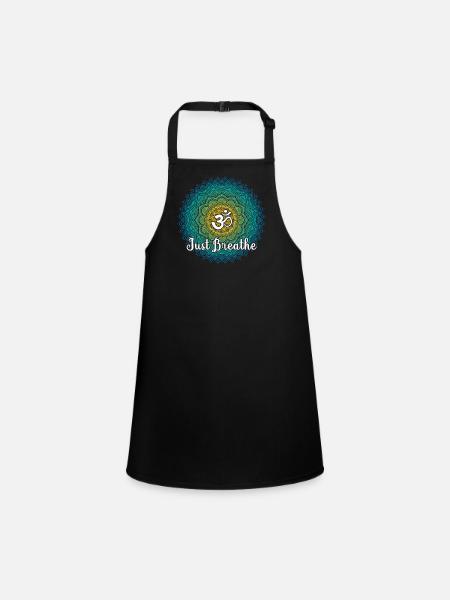 Just Namaste Breathe Yoga Mandala Zen Lotus Tattoo - Children's Apron - black - Front