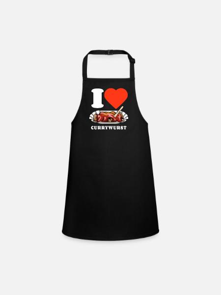 I Love Currywurst - Fast Food Fan - Wurst Kult - Schürze für Kinder - Schwarz - Vorne