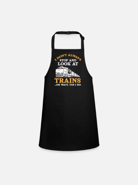 Trains, train, train lovers - Children's Apron - black - Front