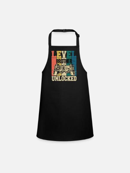 Level Brother Unlocked - Children's Apron - black - Front