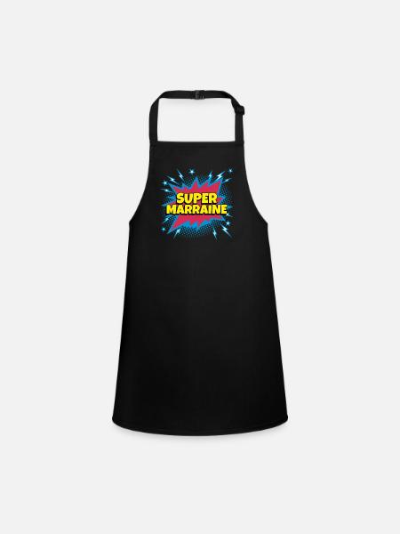 Super Marraine super héro supermarraine - Tablier Enfant - noir - Devant