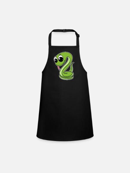 Serpent vert - Tablier Enfant - noir - Devant