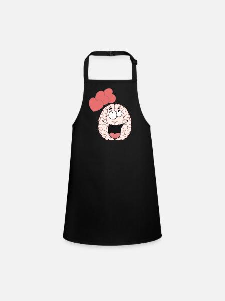 Brain Brain Feelings Love Partnership Valentine - Children's Apron - black - Front