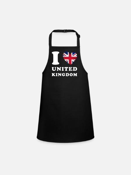 Angleterre J’aime Royaume-Uni - Tablier Enfant - noir - Devant