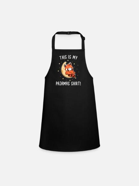 Red Panda Sleeping Sleepyhead Lazy - Children's Apron - black - Front