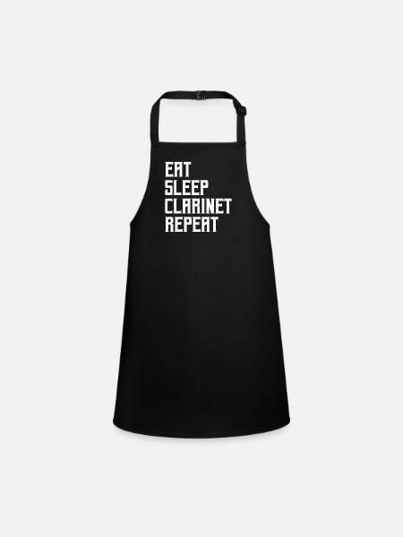 eat sleep clarinet repeat - Children's Apron - black - Front