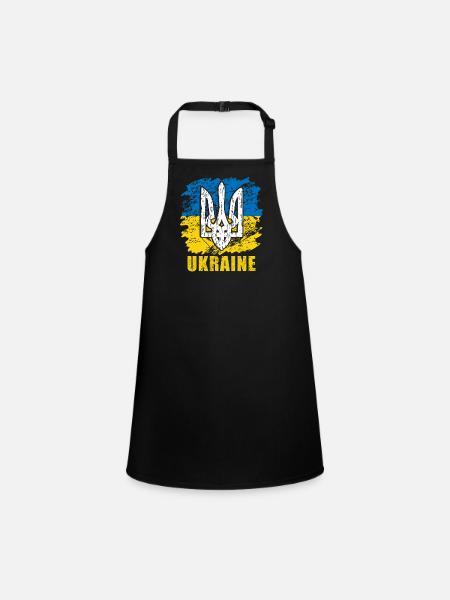 Ukraine - Schürze für Kinder - Schwarz - Vorne