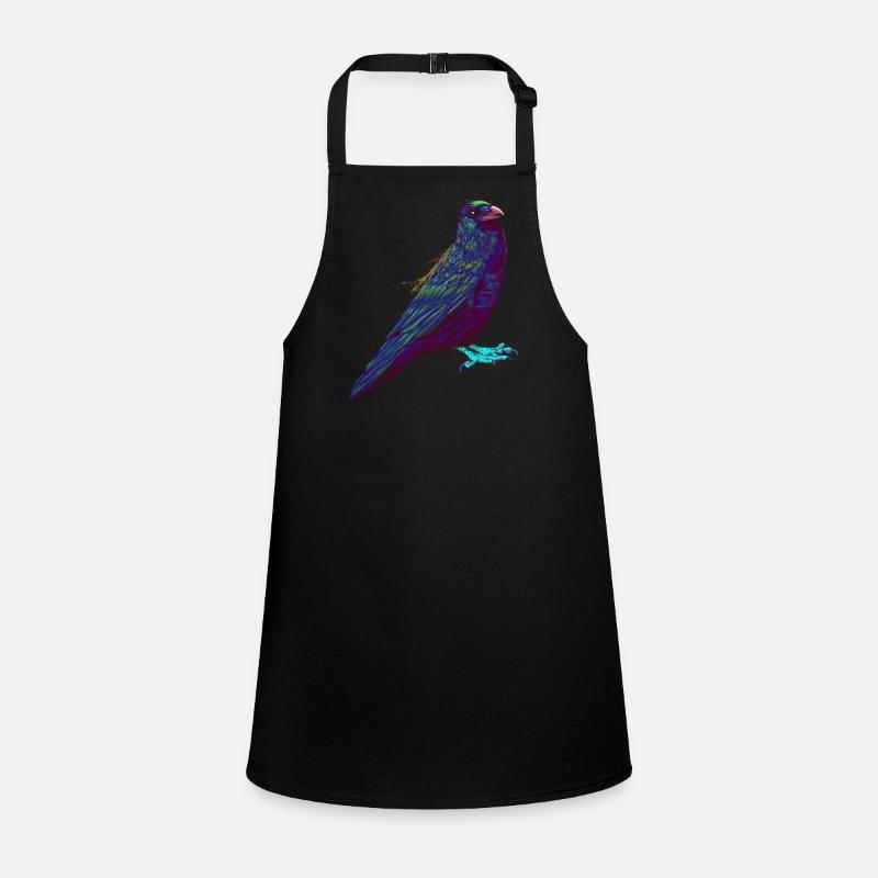 Splash Crow Bird Raven - Children's Apron - black
