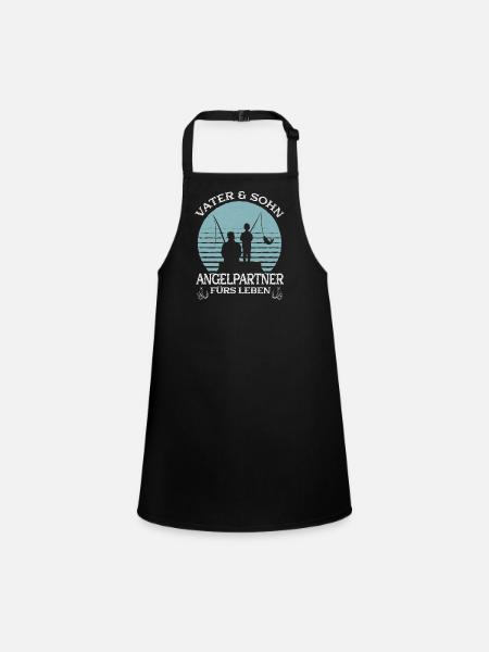 Vater und Sohn Angelpartner fürs Leben / Fischen - Schürze für Kinder - Schwarz - Vorne