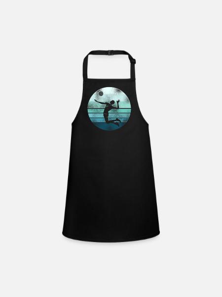 Volleyball Player Team Retro - Children's Apron - black - Front