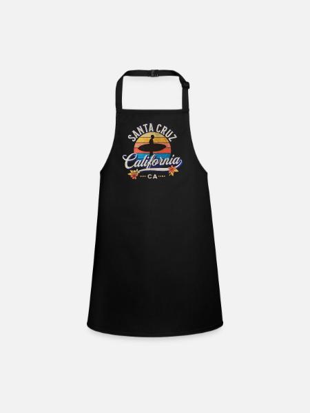 Kalifornien Santa Cruz Surfen Retro Sonnenuntergang - Schürze für Kinder - Schwarz - Vorne