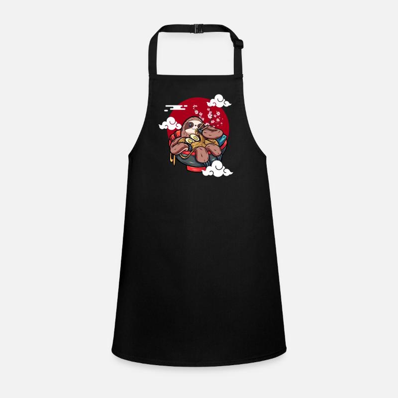 Funny Sloth Eats Ramen Kawaii Japanese Children's Apron
