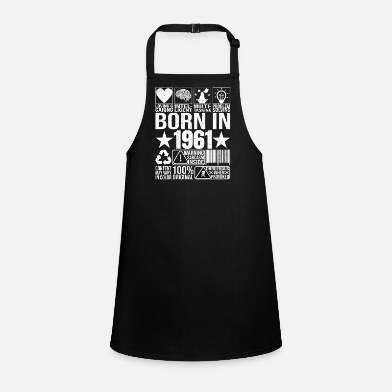 Né en 1961 Content Warning Label Barcode Tablier Enfant